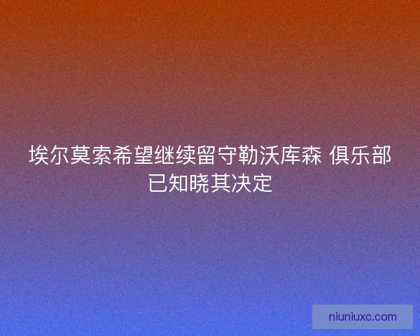 埃尔莫索希望继续留守勒沃库森 俱乐部已知晓其决定